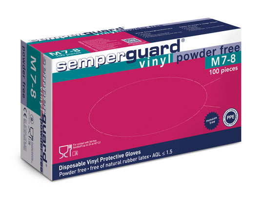 37616/1 SEMPERGUARD gants jetables, Gants en Vinyle, taille S, 100 pièces Transparent, non-poudré