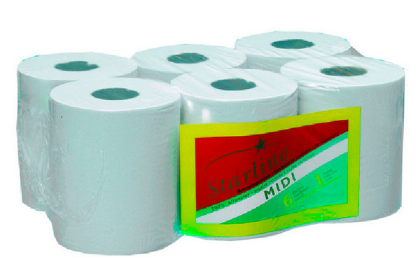 STARLINE Papier d'essuyage Midi 1 couche, 6 rouleaux